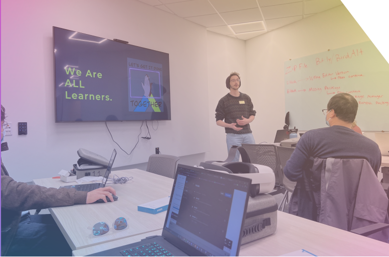 Students gather in the Learning Hub for a workshop led by Muhammed El-Sayed who reminds them that we’re all learners.